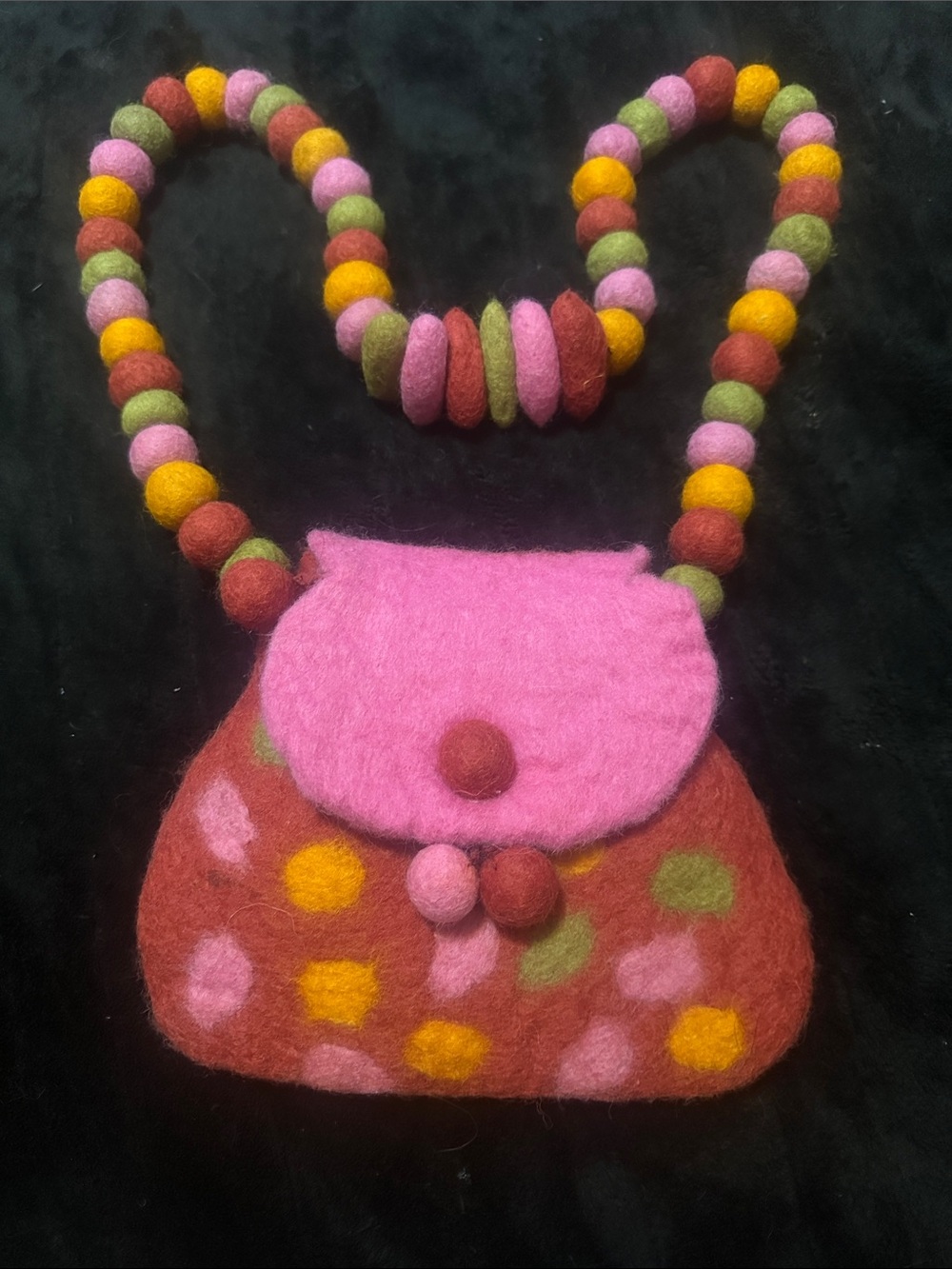 RISING TIDE Vibrant Felt Polka Dot Crossbody Shoulder Bag - Pink & Multicolor